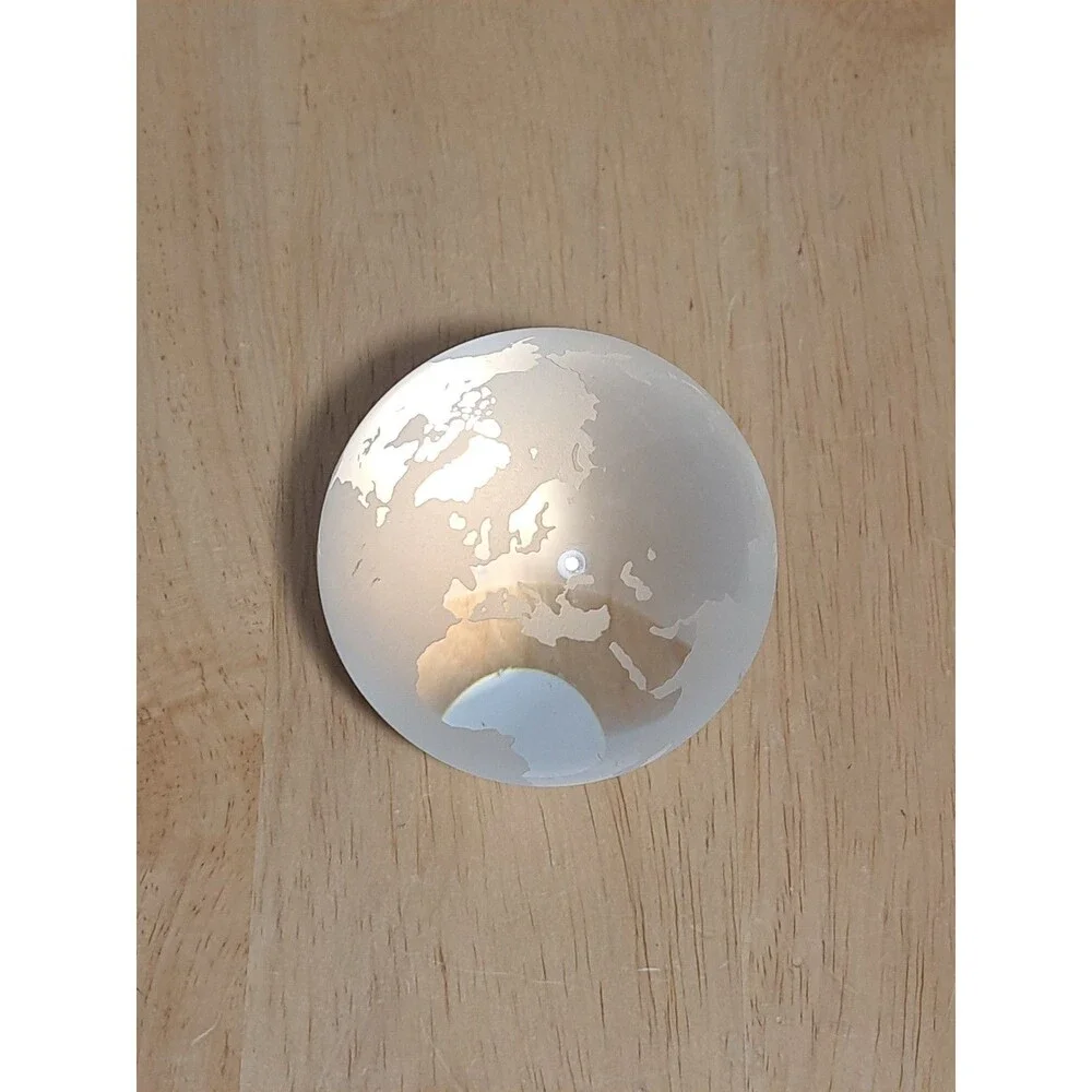 Tiffany & Co. Globe Etched Glass Crystal Paperweight Made in Austria